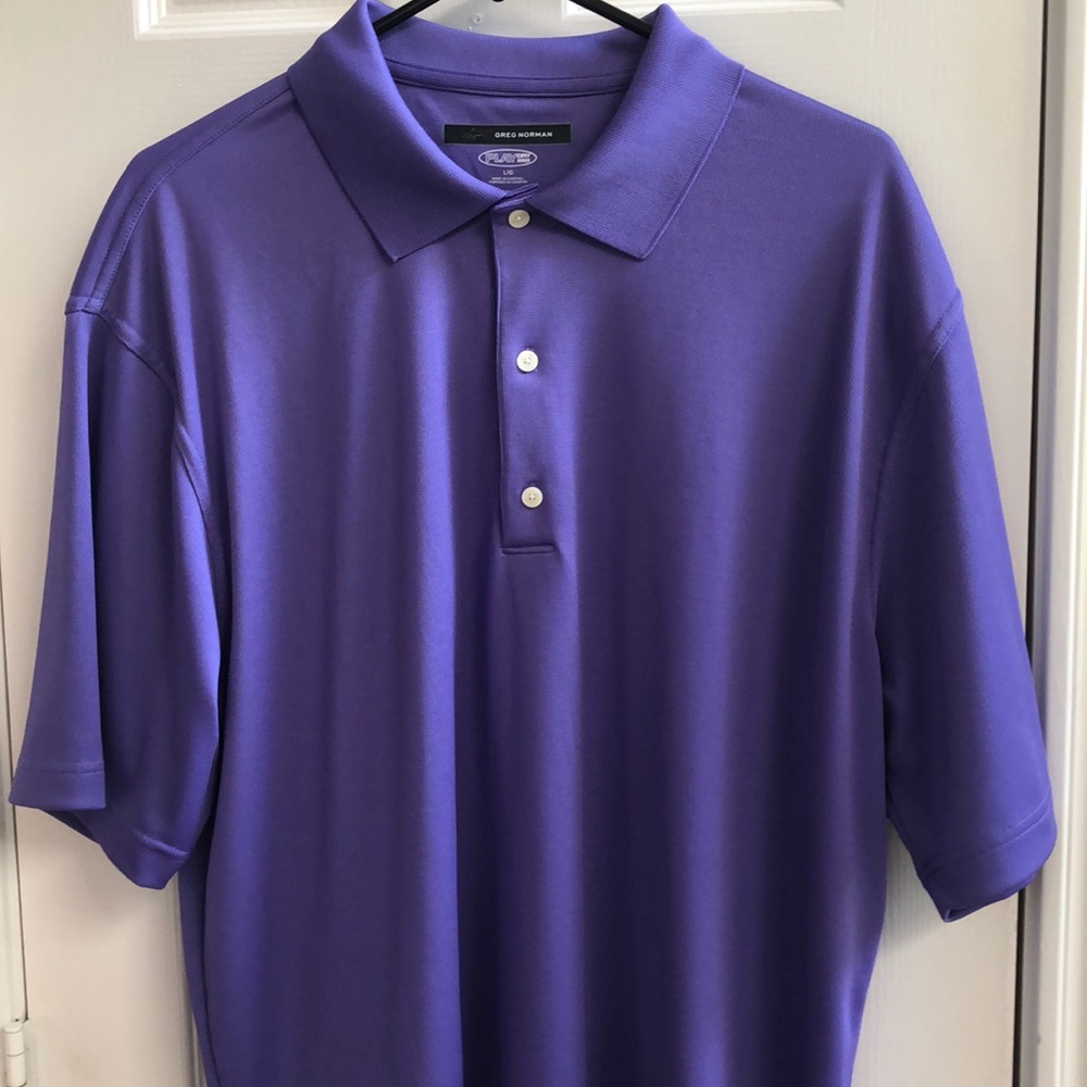 Greg Norman Men's Play Dry Golf Polo Shirt Purple Short Sleeve Wicking Size L